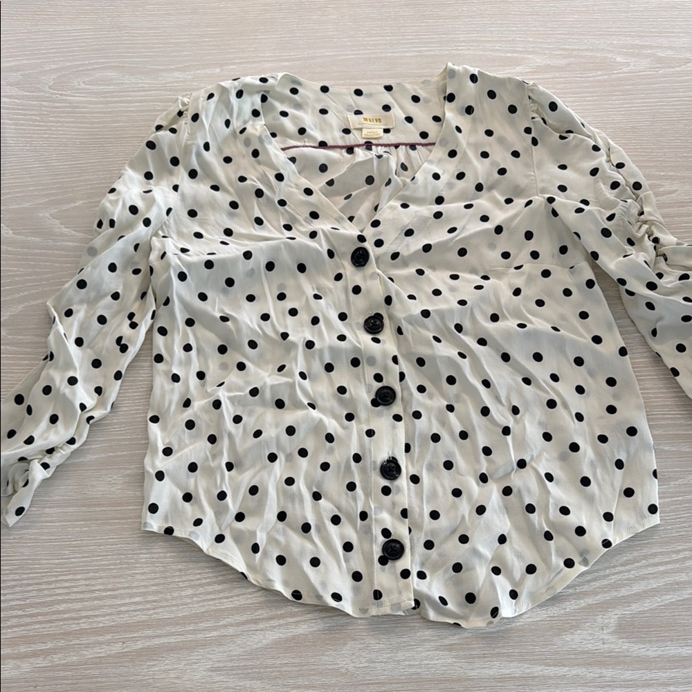 Anthropologie Maeve Polka Dot Blouse